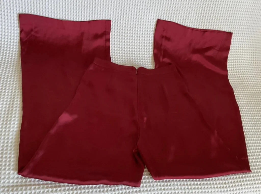 🔥-20%🔥 Pantalon Large Satiné – Bordeaux Profond T.S – photo 4